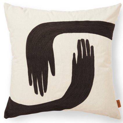 Kussentje POSE 50 x 50 cm, wit / bruin, katoen, stevig LIVING