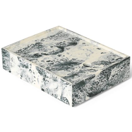 Opbergbak MIST 20 x 15 cm, wit / groen, hars, stevig LIVING