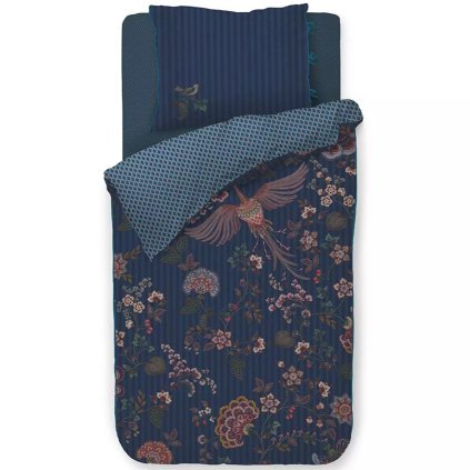 Eenpersoons beddengoedset BUENAS NOCHCES 140 x 200 cm, donker blauw, percal katoen, Pip Studio
