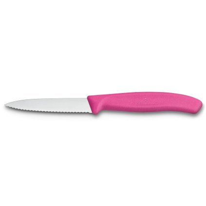 219647 nuz na zeleninu 8 cm zoubkovane ostri ruzova plast victorinox