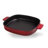 Grillpan IND 28 cm, met deksel, rood, ijzer, Woll