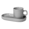 Espressokopje met schoteltje PILAR, set van 2 stuks, lichtgrijs, Blomus