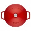 Lage braadpan 24 cm, sluitend deksel, kersen, gietijzer, Staub