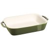 Ovenschaal 27 x 19 cm, groen, keramiek, Staub