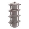 Cocotte 10 cm, set van 4 stuks, grijs, keramiek, Staub