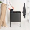 Touch prullenbak BO TOUCH BIN 3 x 11 l, confident grey, staal, Brabantia