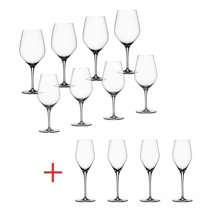 Wygodny zestaw 8+4 sztuk kieliszków do czerwonego wina Bordo/białego wina/szampana Authentis Spiegelau