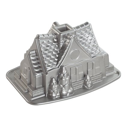 Forma do piernika domek Gingerbread House Bundt® srebrna Nordic Ware