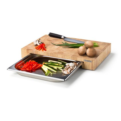Deska do krojenia z tacą ze stali nierdzewnej Continenta 39 x 27 x 6 cm