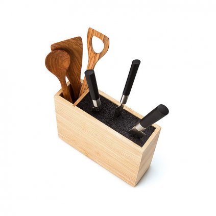 Blok na noże z pojemnikiem na narzędzia kuchenne, drewno, Continenta