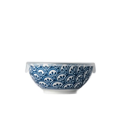 Miska 3 Petal Crest Indigo Ikat z plastikowym wieczkiem 16 cm 700 ml MIJ