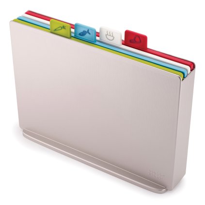 Stojak z deskami do krojenia szeroki 34 x 24 cm srebrny Index™ Joseph Joseph