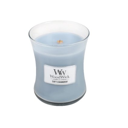 Świeca zapachowa Soft Chambray WoodWick średni wazon