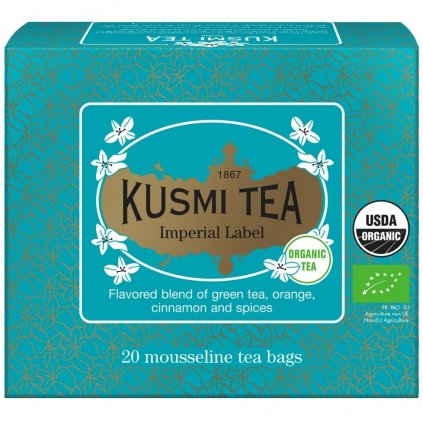 Zielona herbata IMPERIAL LABEL, 20 torebek muślinowych z herbatą, Kusmi Tea