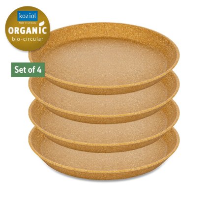 Zestaw małych talerzy CONNECT Koziol 20,5 cm 4 szt. naturalne drewno