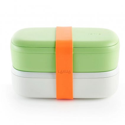 Lunchbox TO GO 2 x 500 ml, podwójny, zielony/biały, Lékué