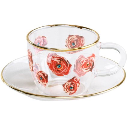 Filiżanka do espresso ze spodkiem TOILETPAPER ROSES 50 ml, Seletti