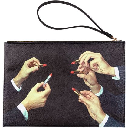 Saszetka TOILETPAPER LIPSTICKS 28 x 20 cm, czarna, Seletti