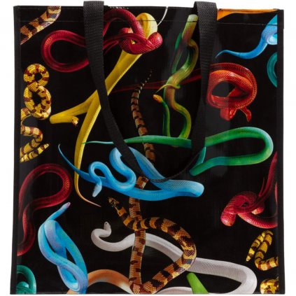 Torba na zakupy TOILETPAPER SNAKES 42 cm, czarna, Seletti