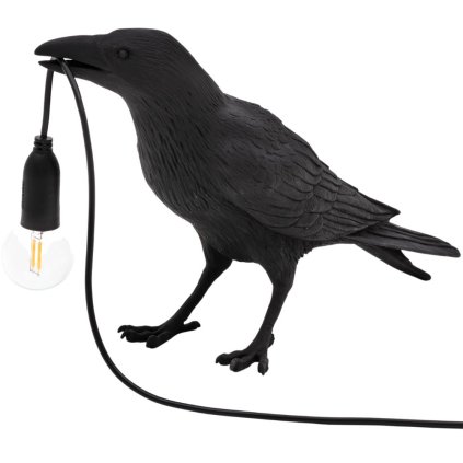 Lampa stołowa BIRD WAITING 33 cm, czarna, Seletti