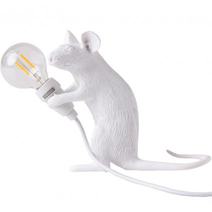 Lampa stołowa MOUSE SITTING 12,5 cm, ładowanie USB, biała, Seletti