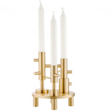 Świecznik na świece stołowe 20 cm, złoty, mosiądz, Fritz Hansen