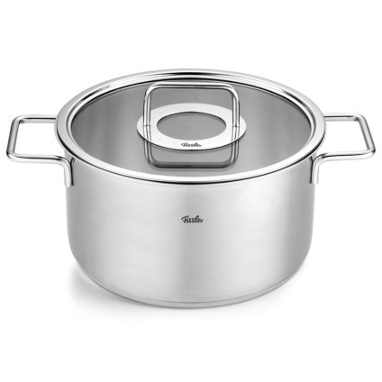 Wysoki garnek PURE 24 cm, srebrny, stal nierdzewna, Fissler