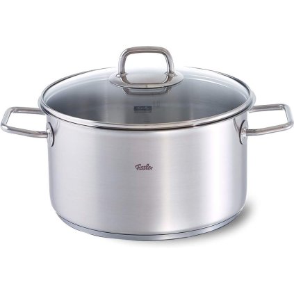 Wysoki garnek VISEO 24 cm, srebrny, stal nierdzewna, Fissler