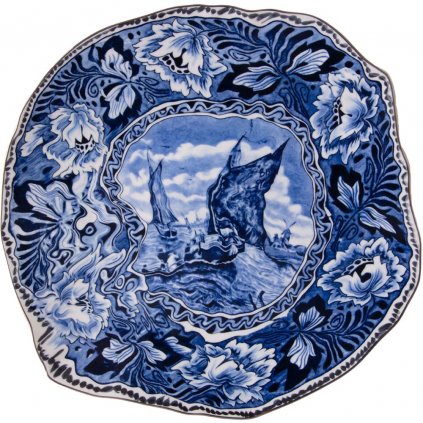 Talerz obiadowy DIESEL CLASSICS ON ACID MAASTRICHT SHIP 28 cm, niebieski, porcelanowy, Seletti
