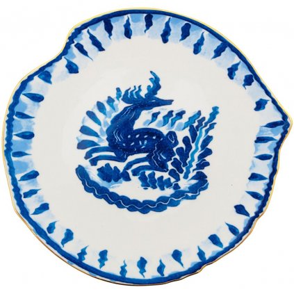 Talerz deserowy DIESEL CLASSICS ON ACID DEER 21 cm, niebieski, porcelanowy, Seletti