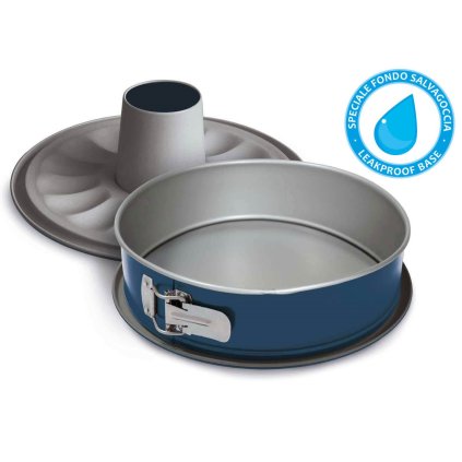 Tortownica okrągła otwierana XBAKE 26 cm, 2 podstawy, niebieska, stalowa, Guardini