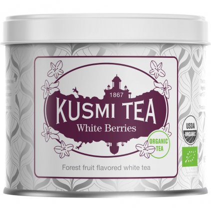 Biała herbata WHITE BERRIES, 90 g herbaty liściastej w puszce, Kusmi Tea