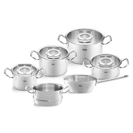 Zestaw patelni i garnków ORIGINAL PROFI, 6 elementów, srebrny, stal nierdzewna, Fissler