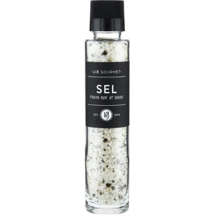 Sól z czarnym i białym pieprzem 220 g, z młynkiem, Lie Gourmet