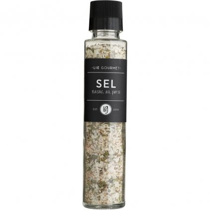 Sól z bazylią, czosnkiem i pietruszką 250 g, z młynkiem, Lie Gourmet