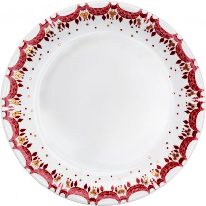 Talerz obiadowy GUIRLANDE 28 cm, czerwony, porcelanowy, Bjørn Wiinblad