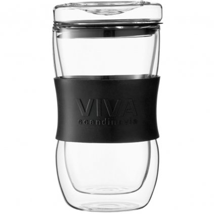 Kubek termiczny MINIMA 450 ml, czarny, szklany, Viva Scandinavia