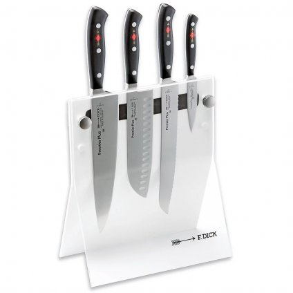 Noże kuchenne PREMIER PLUS ze stojakiem, zestaw 4 sztuk, biały, stal nierdzewna, F.DICK