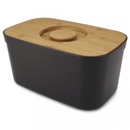Chlebak z deską do krojenia BAMBOO 81103, 35 x 22 cm, czarny, tworzywo sztuczne, Joseph Joseph