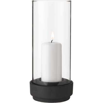 Świecznik na świece stołowe HURRICANE 24 cm, czarny, kamionkowy, Stelton