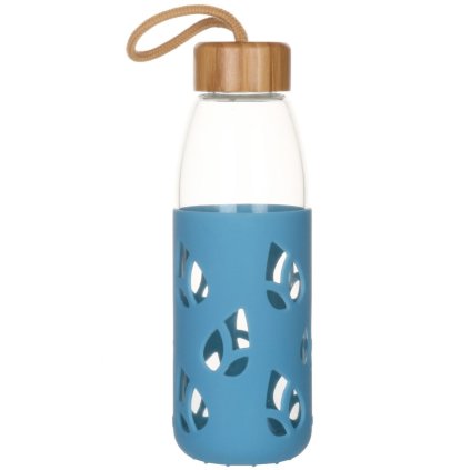 Butelka na wodę PKV-001 550 ml, niebieska, szklana, Pebbly