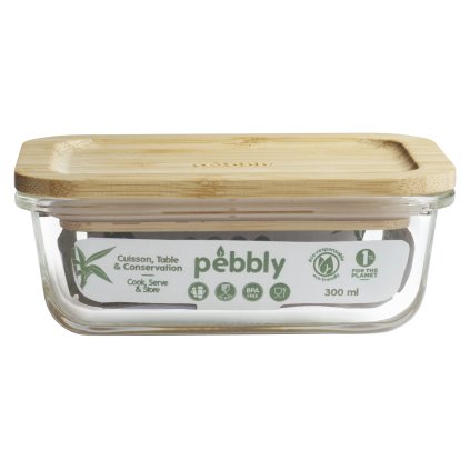 Pojemnik do przechowywania żywności PKV-036 300 ml, szklany / bambusowy, Pebbly
