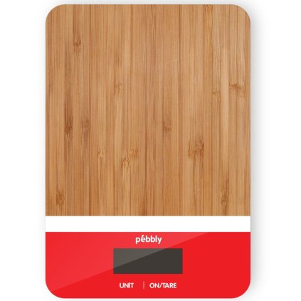 Cyfrowa waga kuchenna PEB-BRN 23 cm, czerwona, bambusowa, Pebbly