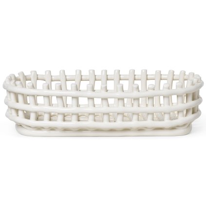 Kosz na owoce 30 x 8,5 cm, biały, ceramika, twarde LIVING