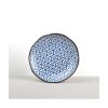 Talerz deserowy HEXAGON FLOWER INDIGO IKAT 23 cm, MIJ
