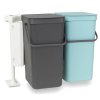 Wbudowany kosz na śmieci Sort & Go Brabantia szary / mentolowy 2 x 16 l