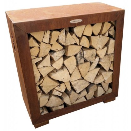 Suporte para lenha, em cubo, enferrujado, Remundi