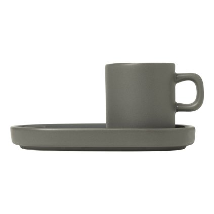 Chávena de café com pires PILAR, conjunto de 2 unidades, 50 ml, cinza escuro, Blomus