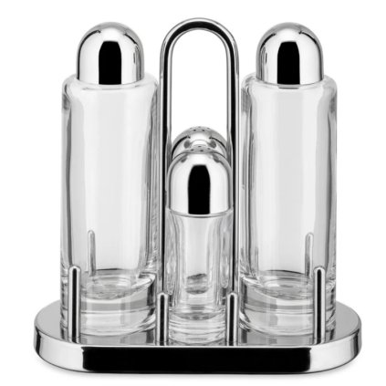 Conjunto de condimentos 5070 19 cm, aço inoxidável e vidro, Alessi