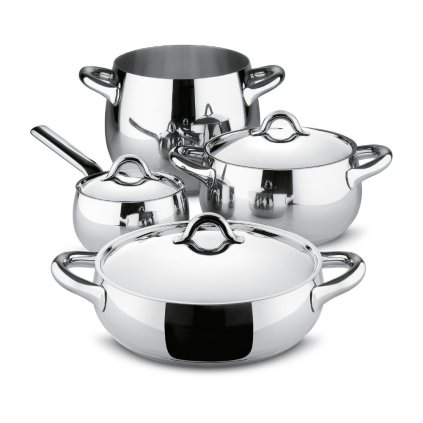 Conjunto de panelas MAMI, 7 unidades, aço inoxidável, Alessi